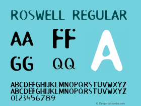 ROSWELL Regular Version 1.02; Januari 29, 2000 Font Sample