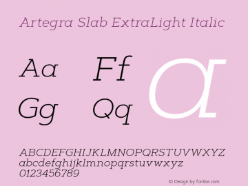 Artegra Slab ExtraLight Italic Version 1.000图片样张