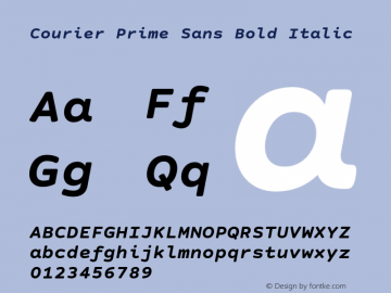 Courier Prime Sans Bold Italic Version 3.020图片样张