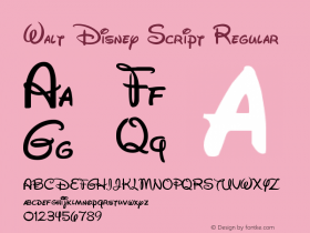 Walt Disney Script 4.0; May 28, 2001 Font Sample