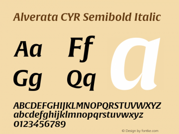 Alverata CYR Semibold Italic Version 1.001 Font Sample
