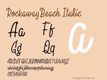 Rockaway Beach Regular Oblique Version 1.000 Font Sample