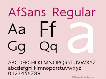 AfSans Version 8.5; 2004 Font Sample