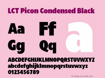 LCT Picon Condensed Black Version 1.001;PS 1.1;hotconv 1.0.88;makeotf.lib2.5.647800 Font Sample