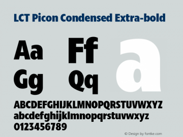 LCT Picon Condensed Extra-bold Version 1.001;PS 1.1;hotconv 1.0.88;makeotf.lib2.5.647800 Font Sample