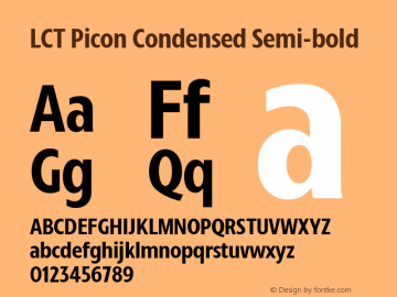 LCT Picon Condensed Semi-bold Version 1.001;PS 1.1;hotconv 1.0.88;makeotf.lib2.5.647800 Font Sample