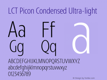 LCT Picon Condensed Ultra-light Version 1.001;PS 1.1;hotconv 1.0.88;makeotf.lib2.5.647800图片样张