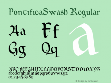 PontificaSwash Macromedia Fontographer 4.1.4 11/27/01 Font Sample