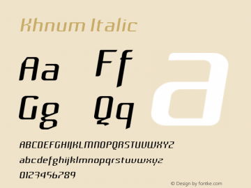 Khnum Italic Version 1.0 Font Sample