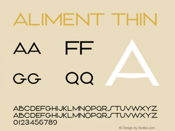 Aliment Thin Version 1.000 Font Sample