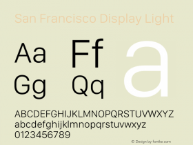 San Francisco Display Light Version 1.00;May 29, 2018;FontCreator 11.5.0.2427 64-bit Font Sample