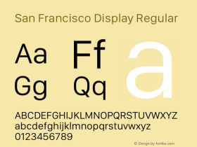 San Francisco Display Version 1.00;May 29, 2018;FontCreator 11.5.0.2427 64-bit Font Sample