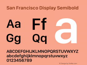 San Francisco Display Semibold Version 1.00;May 29, 2018;FontCreator 11.5.0.2427 64-bit Font Sample