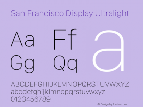 San Francisco Display Ultralight Version 1.00;May 29, 2018;FontCreator 11.5.0.2427 64-bit Font Sample
