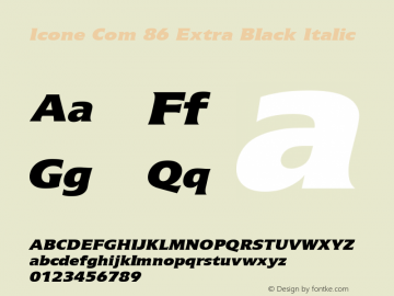 Icone Com 86 Extra Black Italic Version 1.01 Font Sample