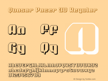 Quasar Pacer 3D Version 1.0; 2018 Font Sample