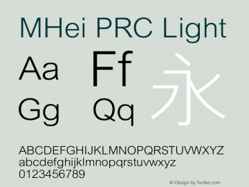 MHei PRC Light  Font Sample