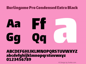 Burlingame Pro Cond X Black Version 1.000 Font Sample