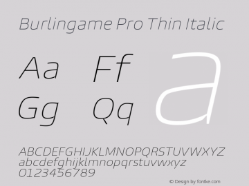 Burlingame Pro Thin Italic Version 1.000图片样张