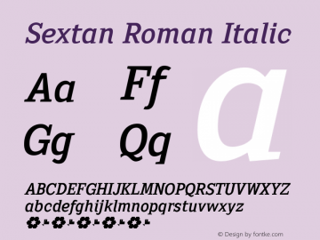 SextanRoman-Italic Version 1.182 Font Sample