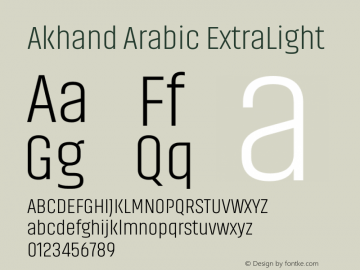 Akhand Arabic ExtraLight Version 1.000 Font Sample