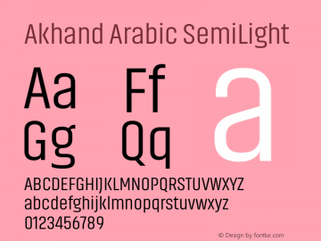 Akhand Arabic SemiLight Version 1.000 Font Sample