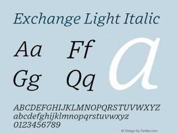 Exchange-LightItalic Version 1.1 | wf-rip DC20170615 Font Sample