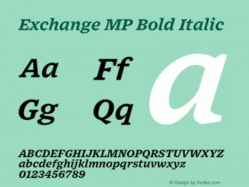 ExchangeMP-BoldItalic Version 1.1 | wf-rip DC20170615 Font Sample