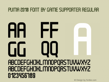 Puma 2018 font by Game supporter Version 1.00 February 16, 2018, initial release Font Sample