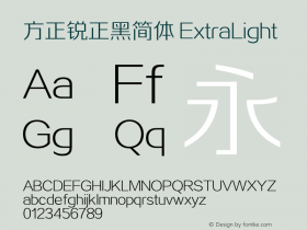 方正锐正黑简体 ExtraLight  Font Sample