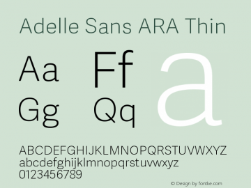 Adelle Sans ARA Th Version 2.500;PS 002.500;hotconv 1.0.88;makeotf.lib2.5.64775 Font Sample