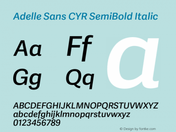 AdelleSansCYRSb-Italic Version 2.001 Font Sample