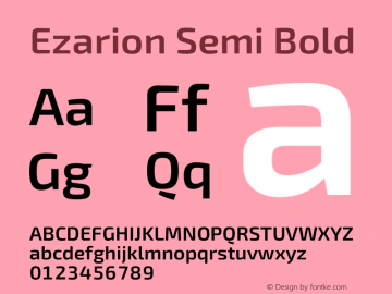 Ezarion Semi Bold Version 1.001;PS 001.001;hotconv 1.0.70;makeotf.lib2.5.58329; ttfautohint (v1.8.1) Font Sample