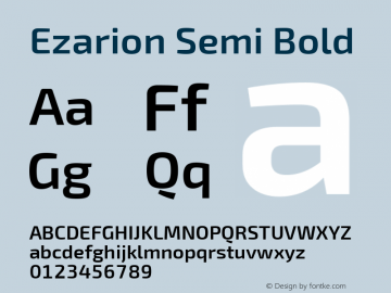 Ezarion Semi Bold Version 1.001;PS 001.001;hotconv 1.0.70;makeotf.lib2.5.58329; ttfautohint (v1.8.1) Font Sample
