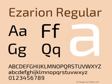 Ezarion Version 1.001;PS 001.001;hotconv 1.0.70;makeotf.lib2.5.58329; ttfautohint (v1.8.1) Font Sample