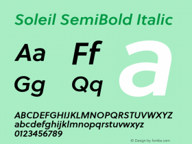 SoleilSb-Italic Version 1.001 Font Sample