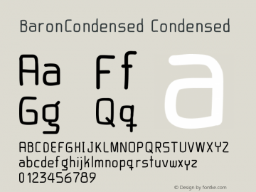 BaronCondensed Condensed Version 001.000 Font Sample