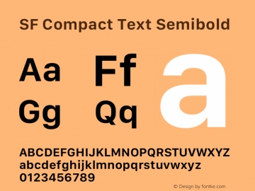SF Compact Text Semibold 13.0d1e25 Font Sample