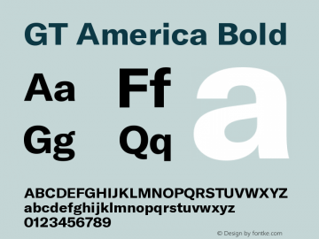 GT America Bold Version 5.001;PS 005.001;hotconv 1.0.88;makeotf.lib2.5.64775 Font Sample