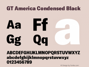 GT America Condensed Black Version 5.001;PS 005.001;hotconv 1.0.88;makeotf.lib2.5.64775 Font Sample