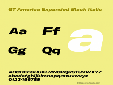 GT America Expanded Black Italic Version 4.001;PS 004.001;hotconv 1.0.88;makeotf.lib2.5.64775图片样张