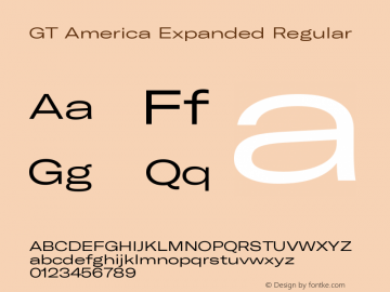 GT America Expanded Regular Version 5.001;PS 005.001;hotconv 1.0.88;makeotf.lib2.5.64775 Font Sample