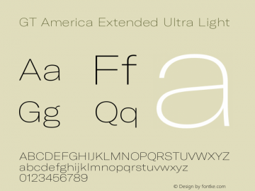 GT America Extended Ultra Light Version 5.001;PS 005.001;hotconv 1.0.88;makeotf.lib2.5.64775图片样张