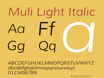 Muli Light Italic Version 1.000图片样张