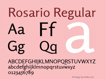 Rosario Regular Version 1.002 Font Sample