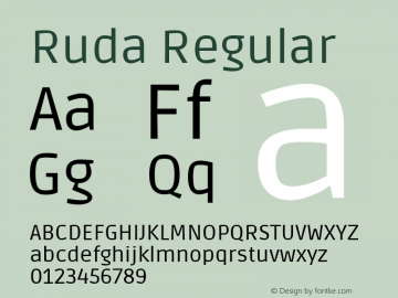 Ruda Regular Version 1.002 Font Sample