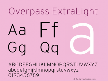 Overpass-ExtraLight Version 3.000;DELV;Overpass Font Sample