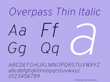 Overpass Thin Italic Version 3.000;DELV;Overpass Font Sample