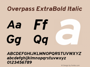 Overpass ExtraBold Italic Version 3.000;DELV;Overpass Font Sample