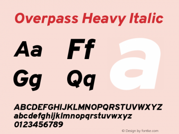 Overpass Heavy Italic Version 3.000;DELV;Overpass Font Sample